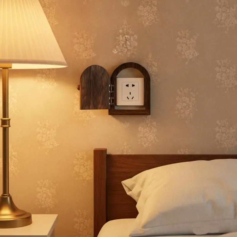 Non Electric Handcrafted Wooden Outlet Cover Handmade Wood Dustproof For Wall Outlet Protection Decoration