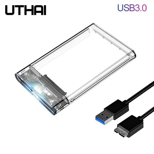 UTHAI G06 carcasa HDD de 2,5 pulgadas USB3.0/2,0 puerto serie SATA SSD caja de disco duro compatible con hasta 6TB transparente móvil externo Dr