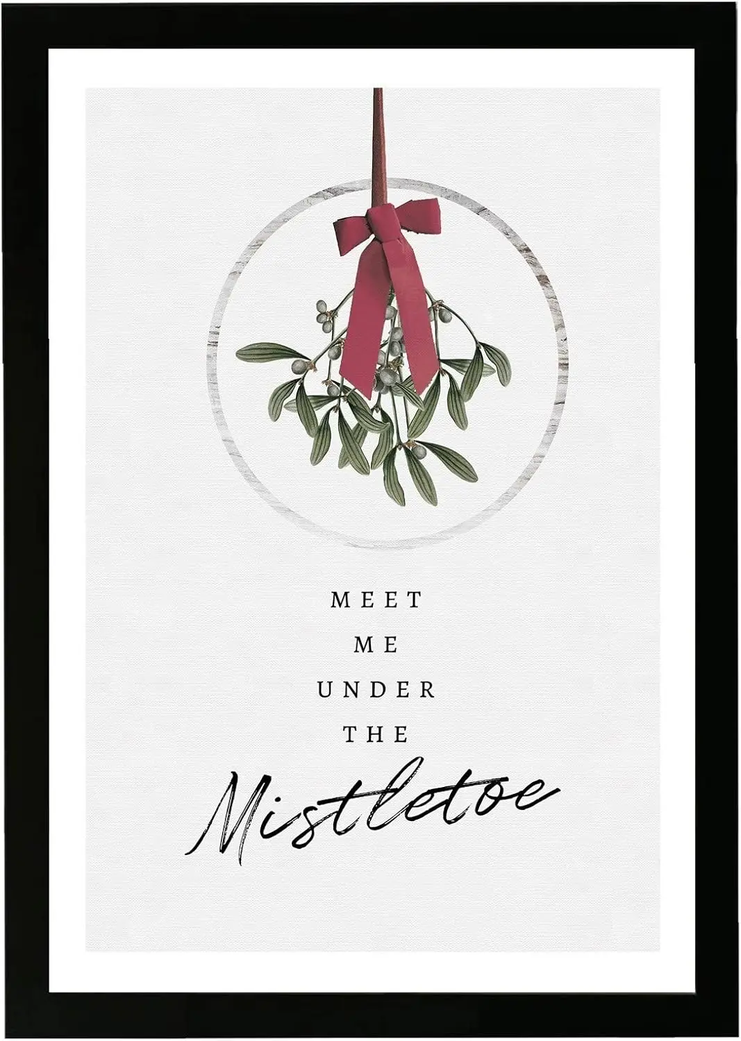 

Holiday And Seasonal Framed Wall Art Prints 'Under The Mistletoe' Christmas Home Décor, 13"" X 19"", Red, Green