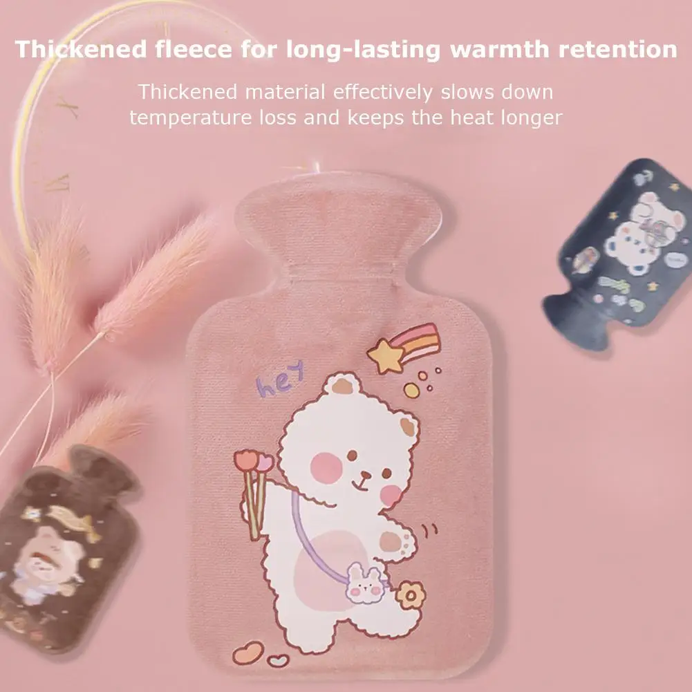 Stay Cozy Warm in Winter with a Cartoon Short Velvet Hot Water Bag Made of Safe Reliable Short Plush Material for Convenien P5E8