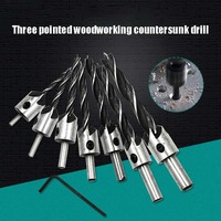 7pcs 3-10mm HSS 5 Flute Countersink Drill Bit Set Carpentry Reamer Woodworking Chamfer End Milling Hole Wood Press Set Reamer