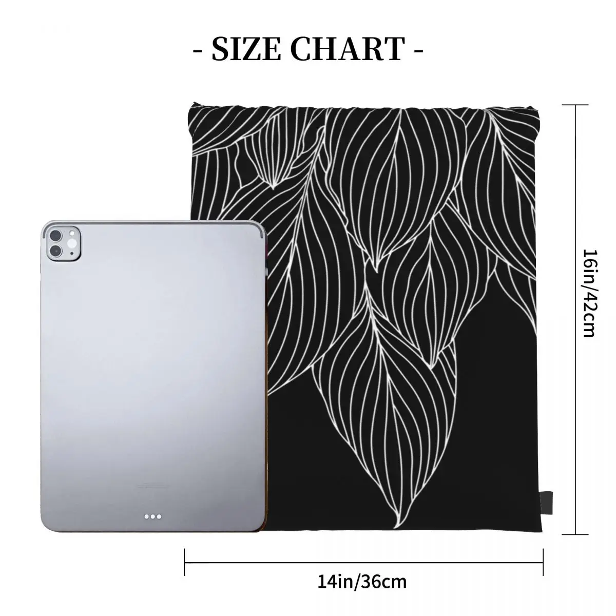 Hosta Leaves - White And Black Backpacks Drawstring Bags Drawstring Bundle Pocket Shoes Bag Book Bags For Man Woman Students