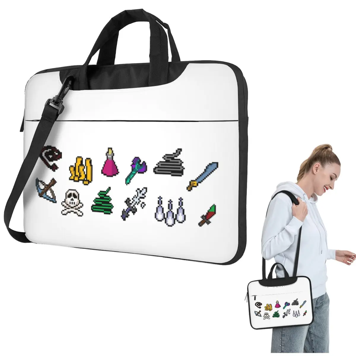 

Old School Runescape Player Killing Bundle Сумка для ноутбука через плечо Чехол Сумка для компьютера Устойчивая защитная сумка для ноутбука Macbook