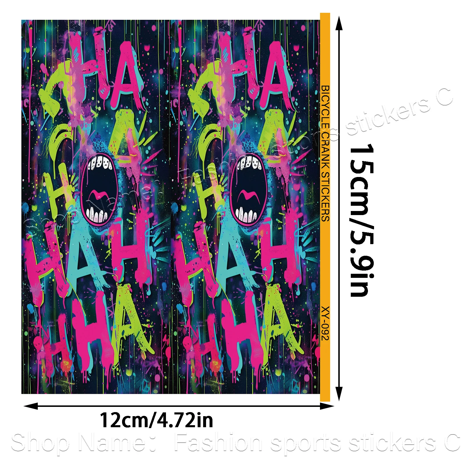 1Pair 2D Flat Haha Graffiti Crank Arm Vinyl Sticker, Waterproof Decal for MTB Road Bike Crankset Decor, Holiday Gift