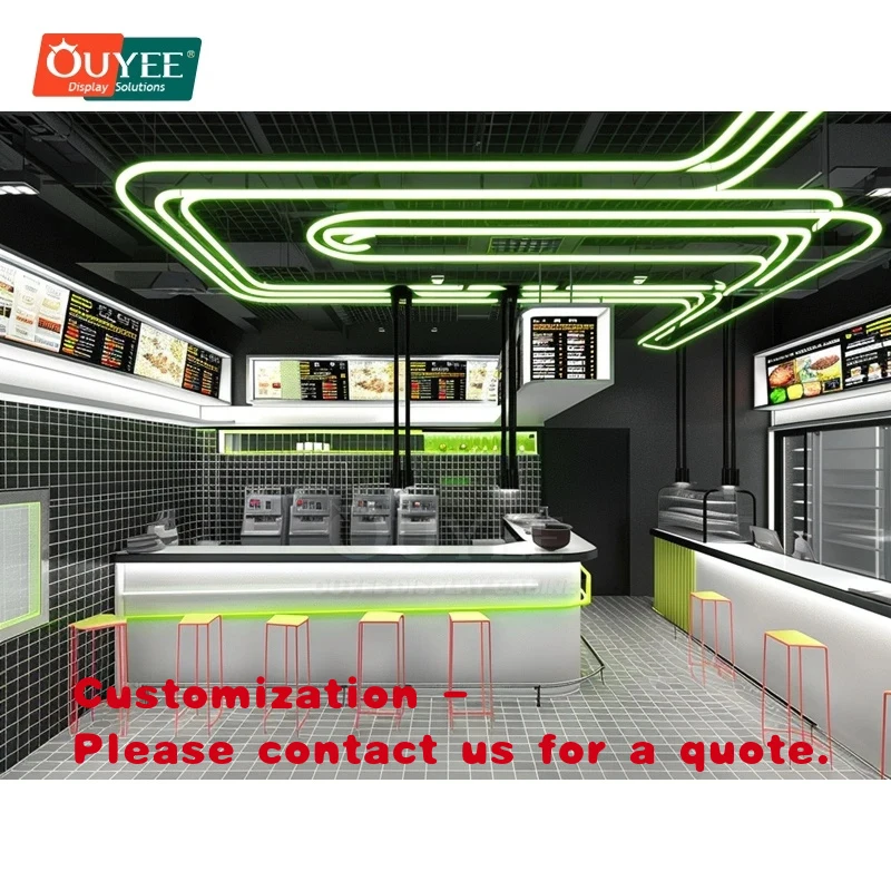 custom.New Design Cafe Full Service Coffee Shop Counter System Wall Mounted Display Shelving