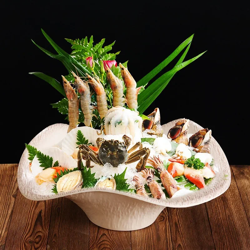 Creative Japanese Style Sashimi Plate for Salmon Seafood High End Decorative Dry Ice Serving Dish Modern Tableware for