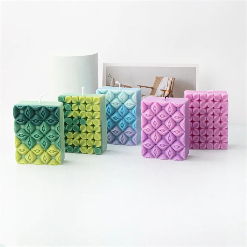 Square Flower Handmade Soap Silicone Mold Clover Flip Candle Resin Plaster Mould Chocolate Ice Making Set Party Home Decor Gifts