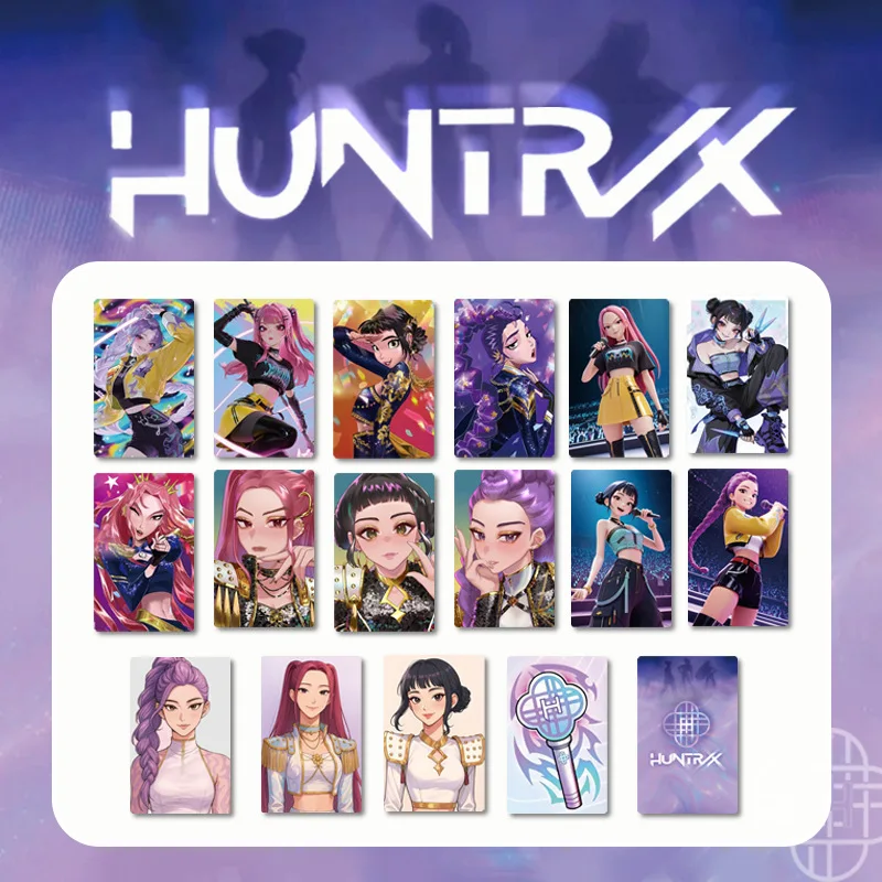 Kpop 악마 사냥꾼 HUNTRIX 3개/세트 HD 포토 카드 양면 인쇄 양면 HD 인쇄 스티커 루미 미라 조이 카드