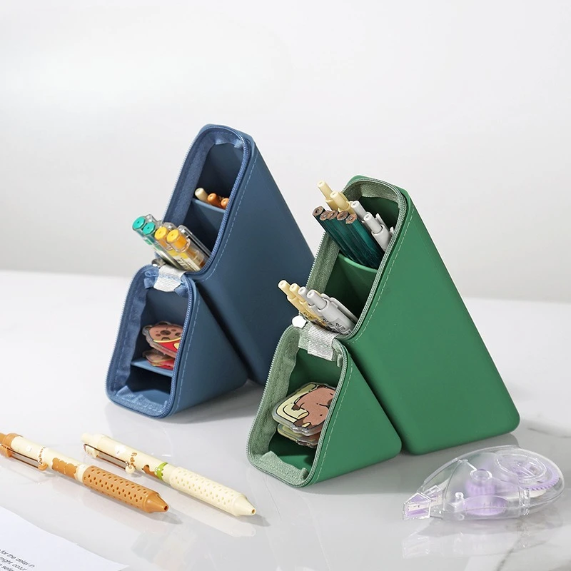 Soft Silicone Pencil Case, Stylish and Spacious Silicone Pencil Case, Upright Silicone Expandable Pencil Case