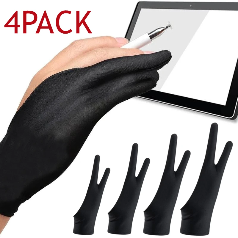 

1/4Pcs Two-finger Artist Glove Palm Rejection Tablet Drawing Gloves for iPad Pro Air Graphic Tablet Smudge Guard Painting Gloves