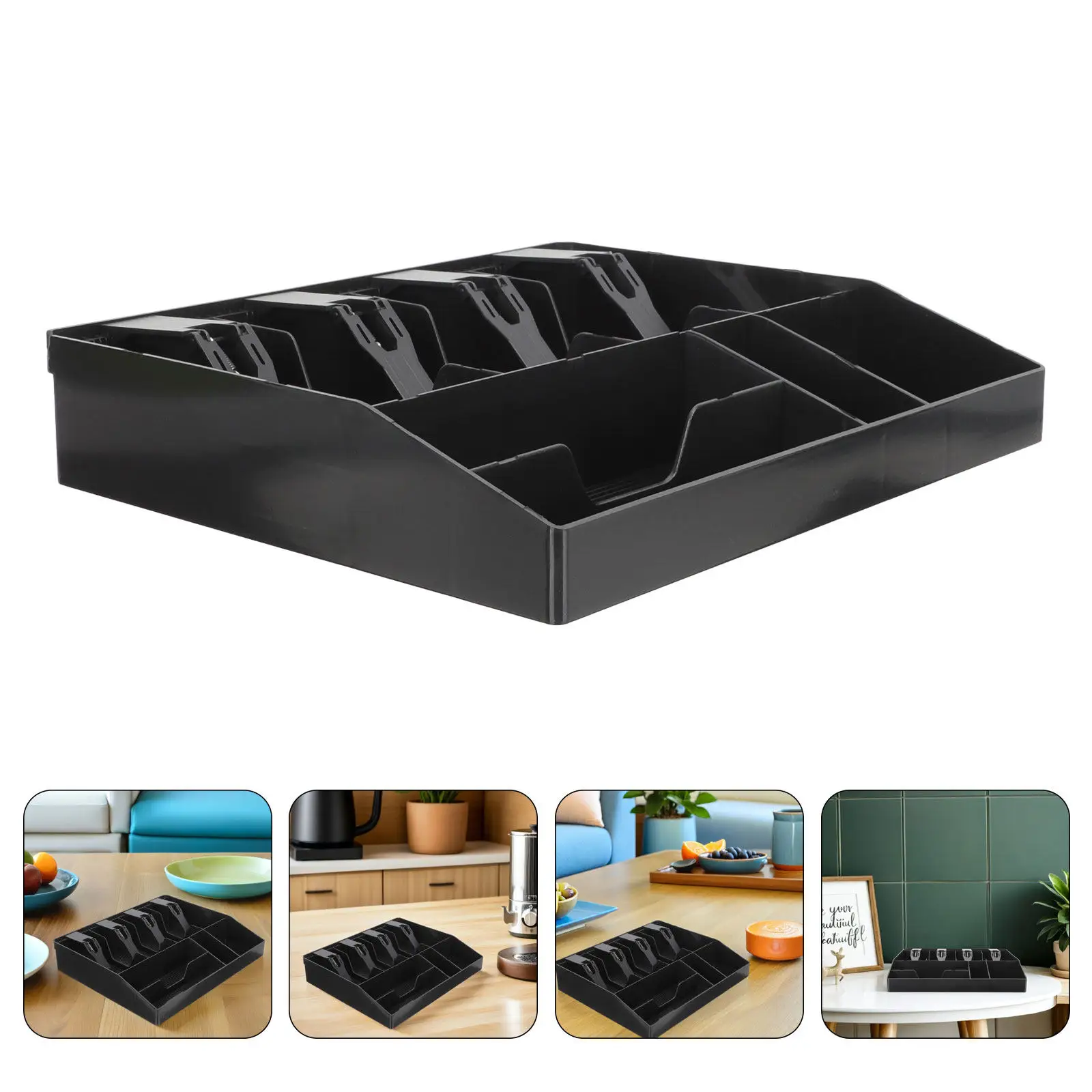 2Pcs Cash Drawer Multi-Grid Cashier Tray for Efficient Coin Bill Sorting Small Retail Money Storage Organizer Till Drawer