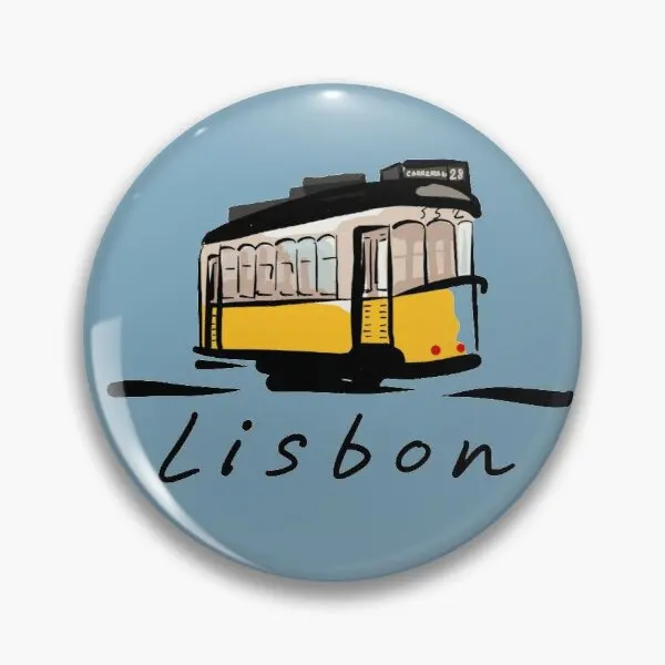 Lisbon Illustration Chiado Portugal  Soft Button Pin Funny Decor Fashion Cartoon Jewelry Badge Lover Brooch Cute Clothes Metal