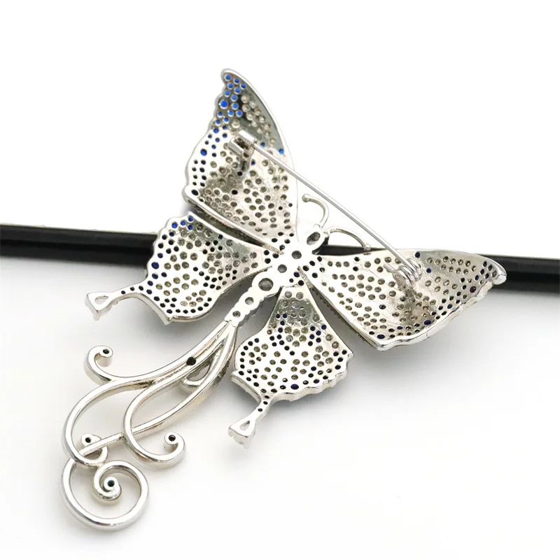Brooch  Multi Color Cubic Zirconia Micro Pave Butterfly  Gunmetal Color Plated Shape Brooch Women