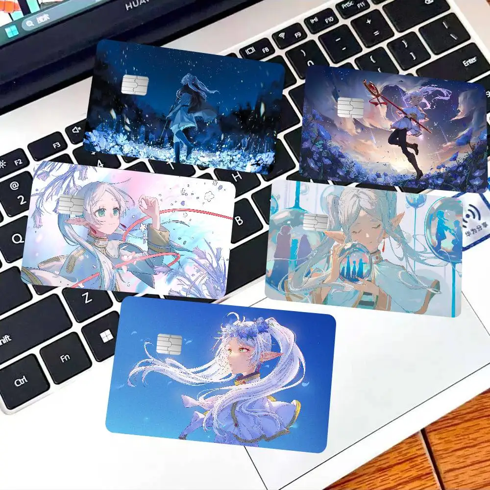 Hot Japan Anime Frieren Anime Cartoon Bear Skin Sticker Film Tape Case For Big Credit Debit Card Front Side