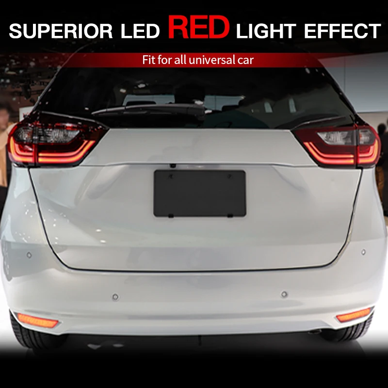 

2 × для Honda JAZZ Fit 2020-2024 светодиодные стоп-сигналы заднего бампера, отражатель, задний фонарь, указатель поворота, противотуманные фары, красный дымовой индикатор линз