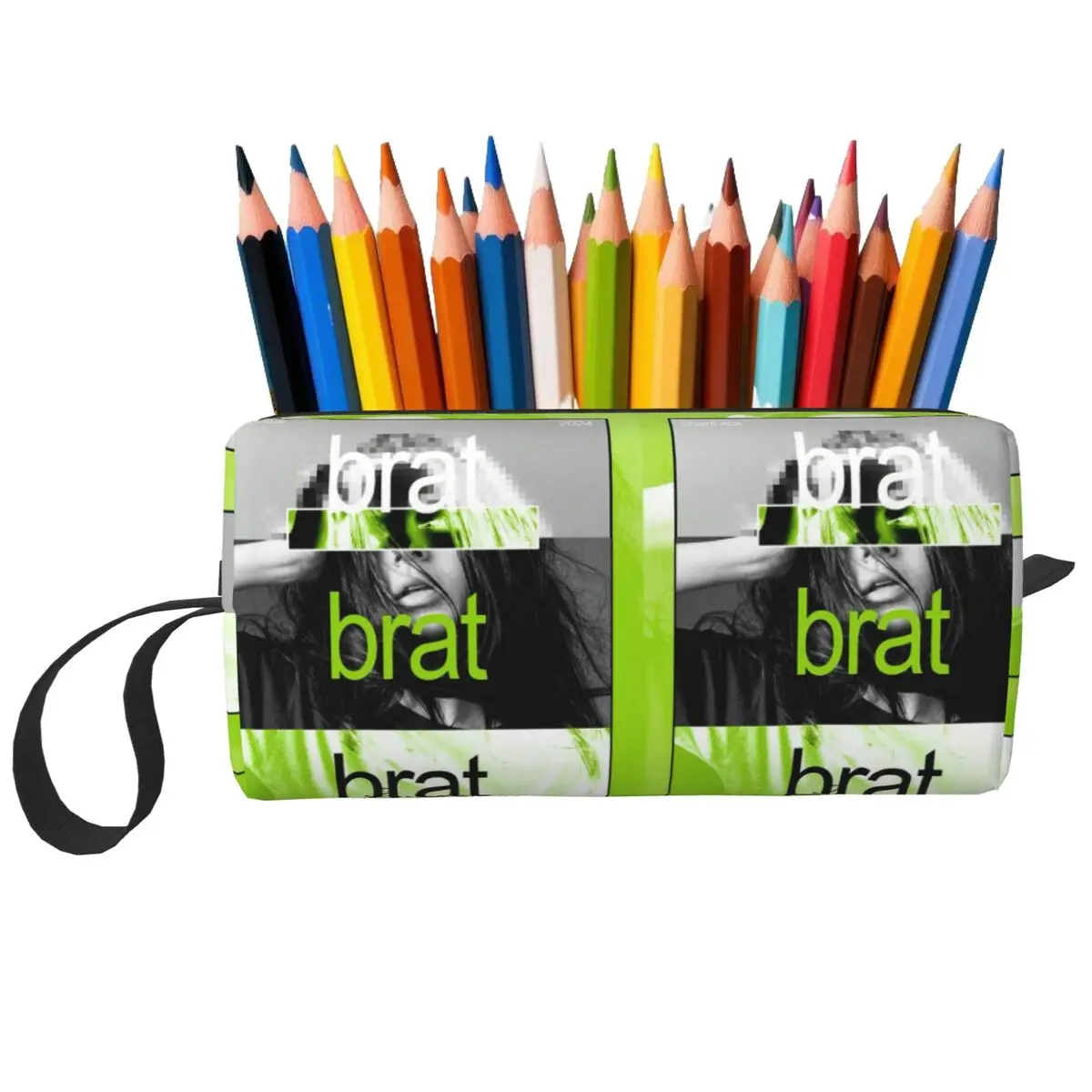 Brat Charli Xcx Federmäppchen für Studenten, Stiftbox, Bleistiftbeutel, Schreibwaren, Organizer-Tasche für Damen
