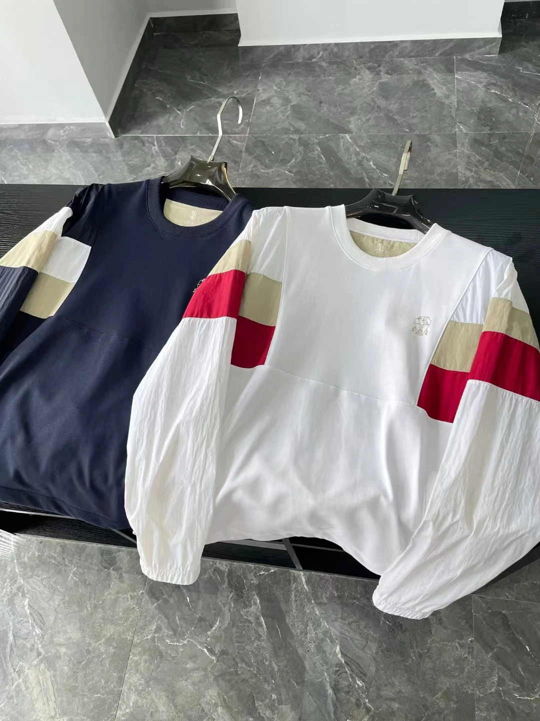 

BLLIYOSS New tight knit looped cotton round neck hoodie Men 2024 New High Quality Old Money Italy Nylon sleeve splicing