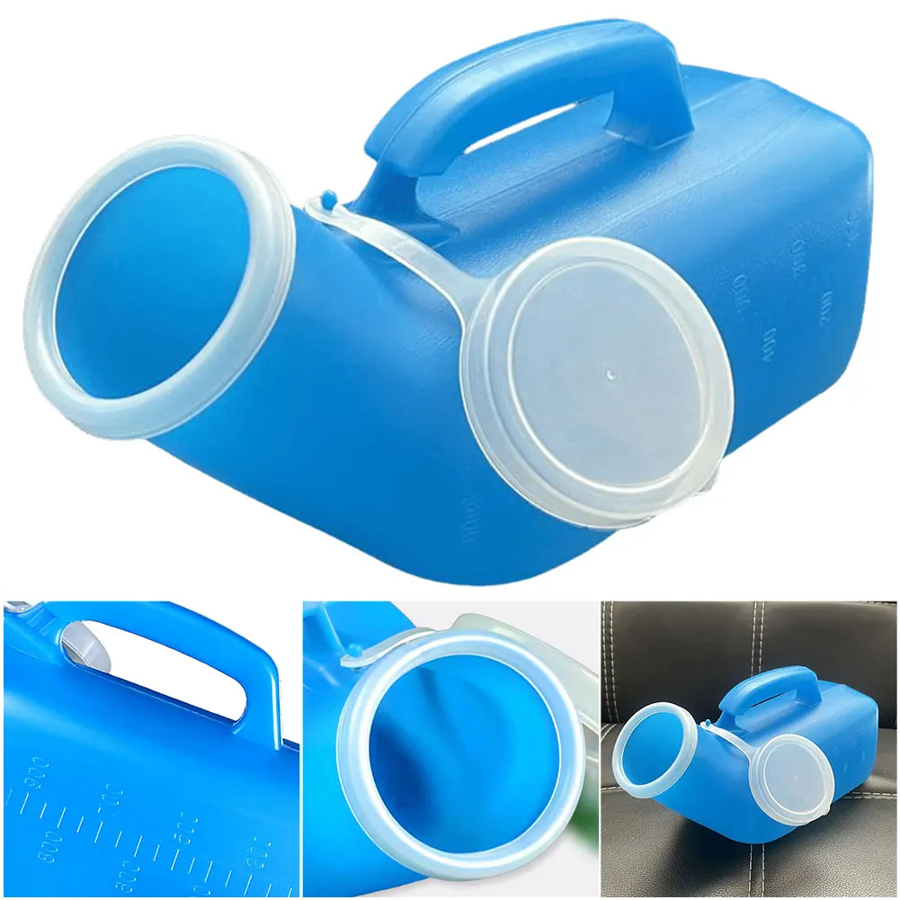 1200ml Pee Bottle Spill Proof Portable Urinal Plastic Mens Bedpan Bottle with Lid for Car Elderly and Incontinence