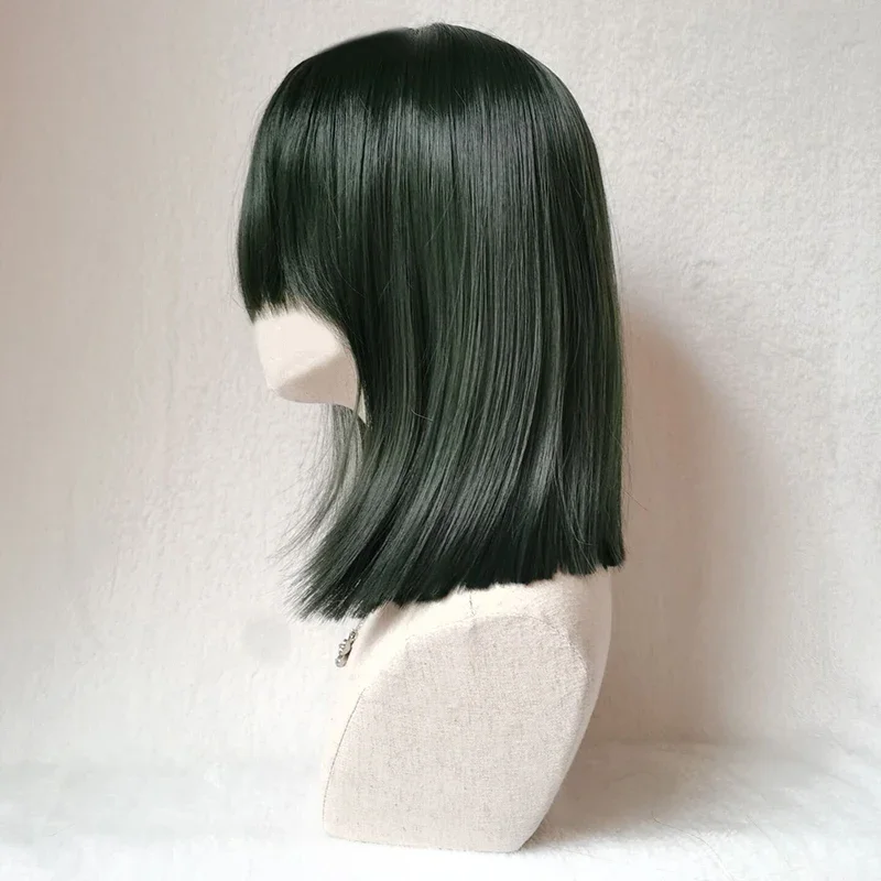 One Punch Man Pruik Fubuki Cosplay Pruik Vrouwen Meisjes Hittebestendig Synthetisch Haar Diepgroen Bobo Fubuki Pruiken + Pruik Cap