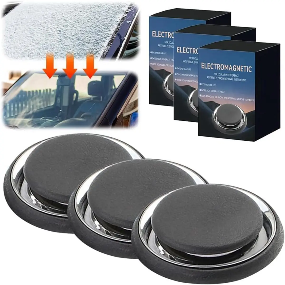 STOCK-3PCS Antifreeze Device, Electromagnetic Car Snow Removal,Anti-Freeze Windshield Defroster,Portable Snow Removal Device