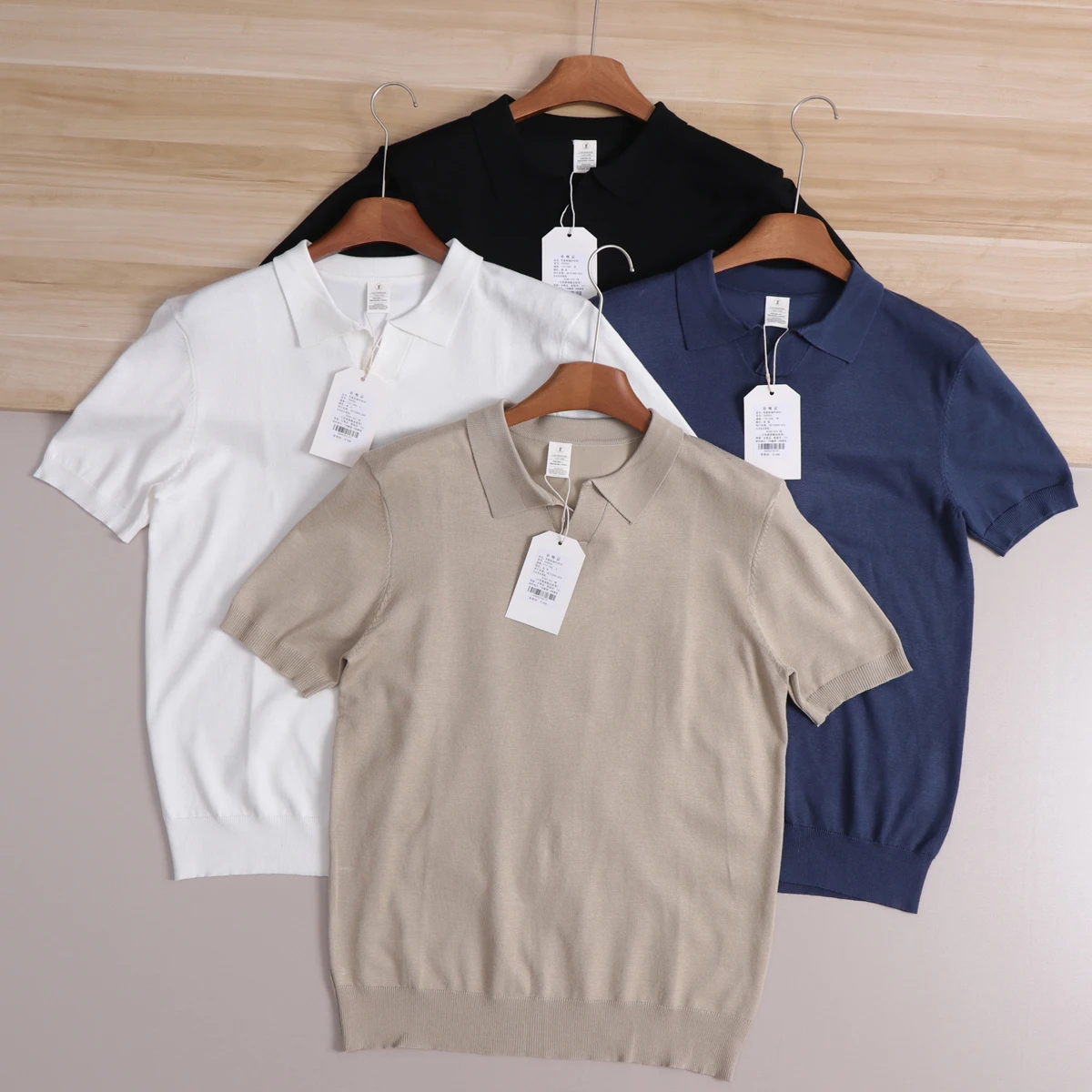 

Italian Luxury Lightweight Summer Men's Ultrafine Knitted Lightweight Breathable Skin-friendly Casual Shirt T-shirt