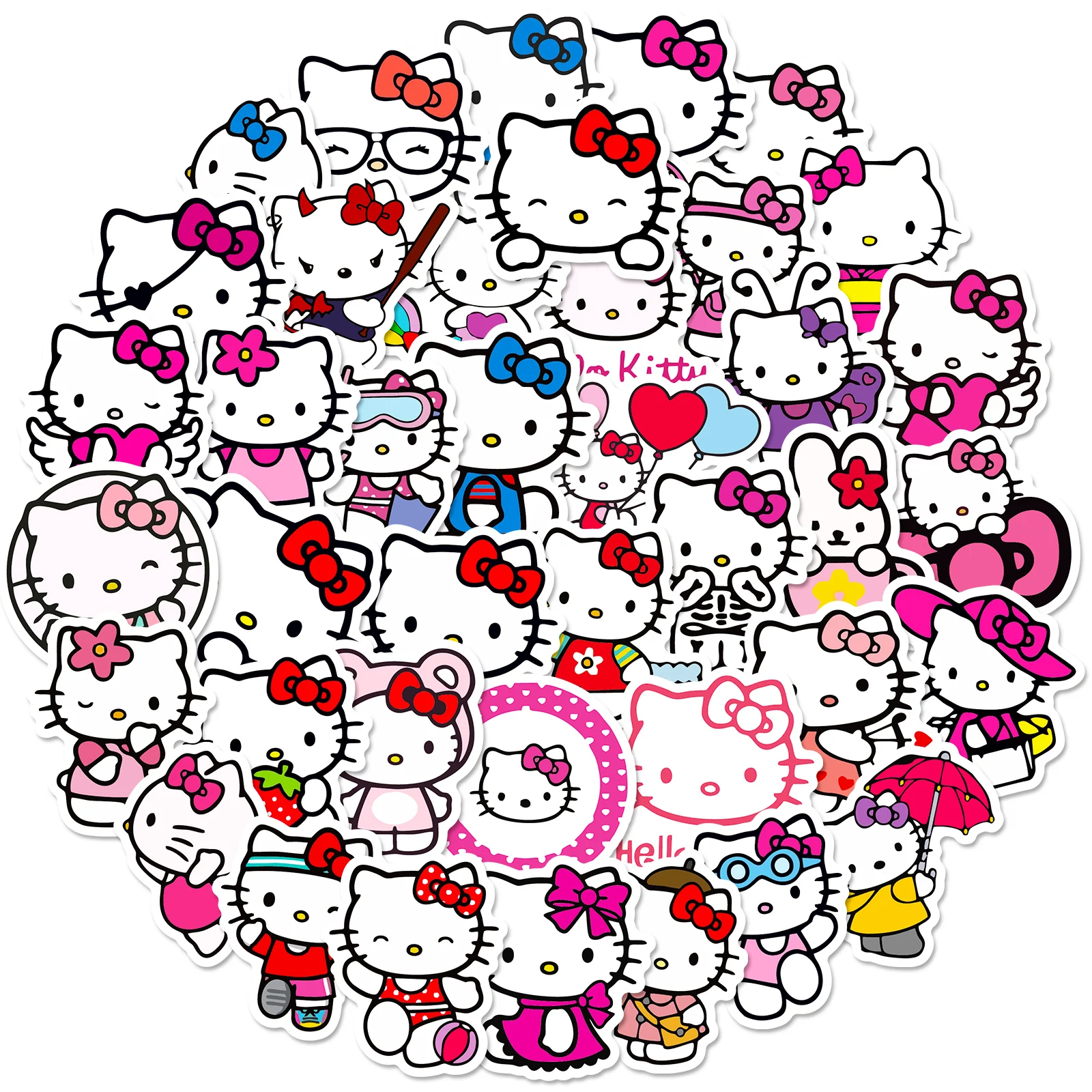 10/30/50PCS Sanrio Hello Kitty Cute Stickers Decoration Suitcase Scrapbooking Phone Laptop Stationery Kid's Toy Sticker