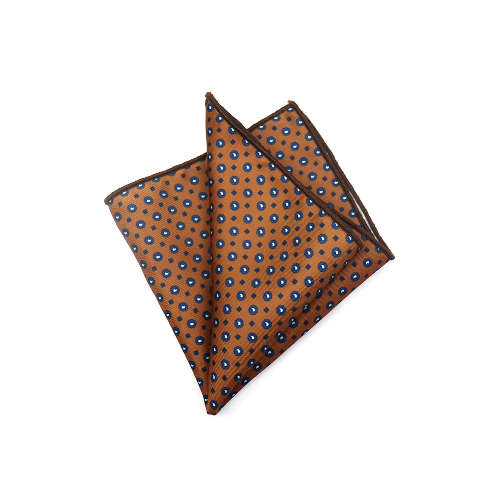 2pcs Set Vintage Neckties Adult Size Creative Printing Animal Flower Pocket Square Brown Style Neck Ties Set Hanky Soft Cravat