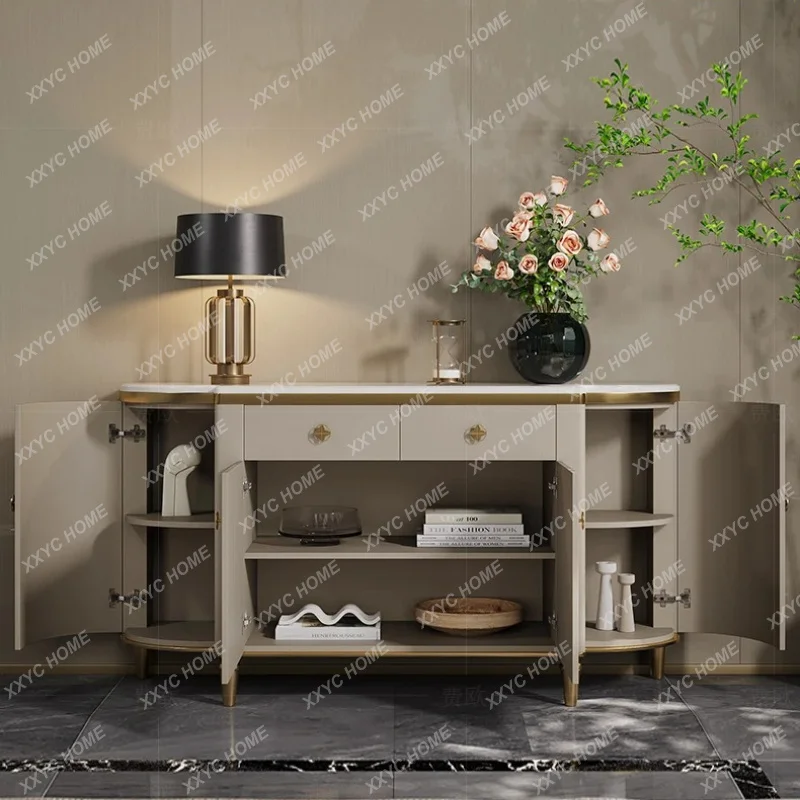 

LLight luxury dining side storage cabinet Natural marble luxury stone restaurant entrance shoe cabinet