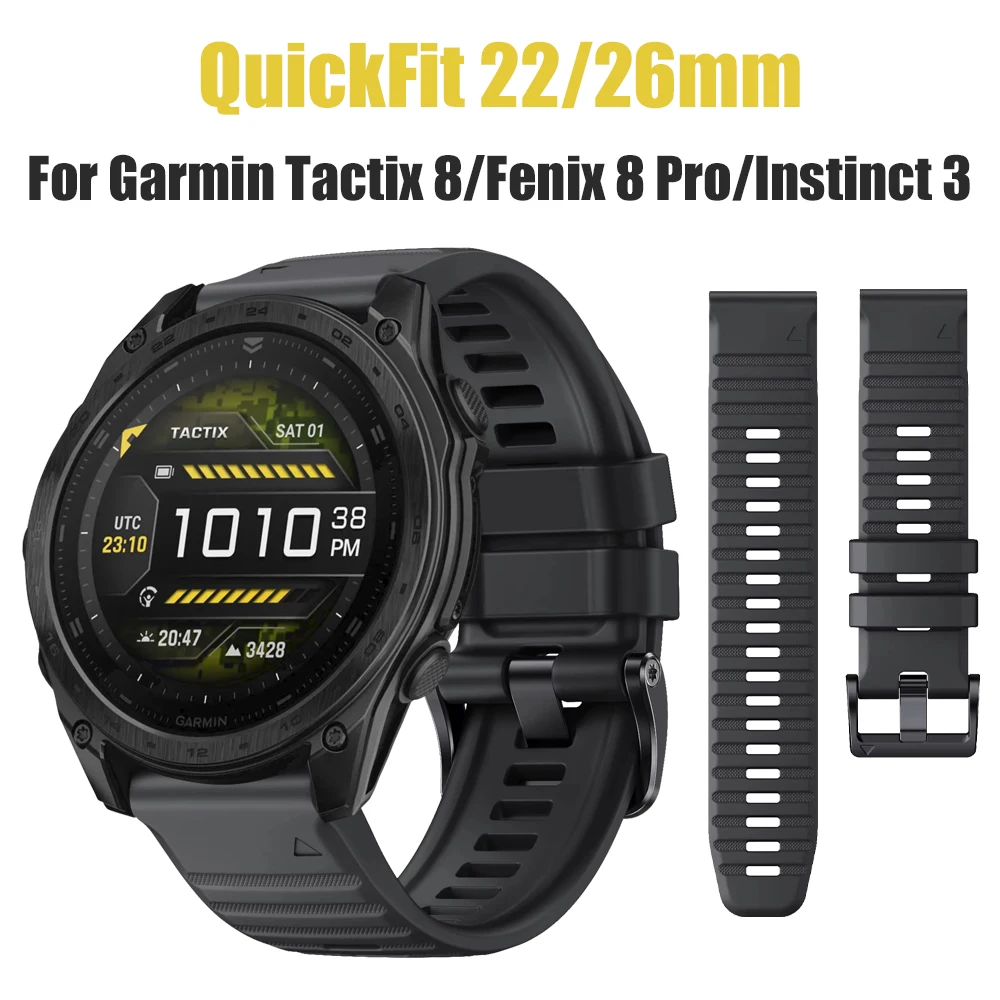 QuickFit 22/26mm Silikonarmband für Garmin Fenix 6 7 8Pro/Tactix 8 7/Instinct 3 2X Armband für Forerunner 970 965 955/Enduro 3