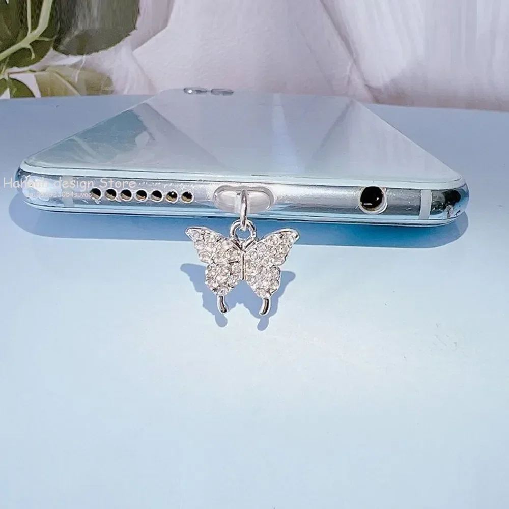 الهاتف الغبار التوصيل لطيف القوس الماس غطاء غبار ملحقات الهاتف قلادة الديكور لواجهة شحن آيفون نوع-C