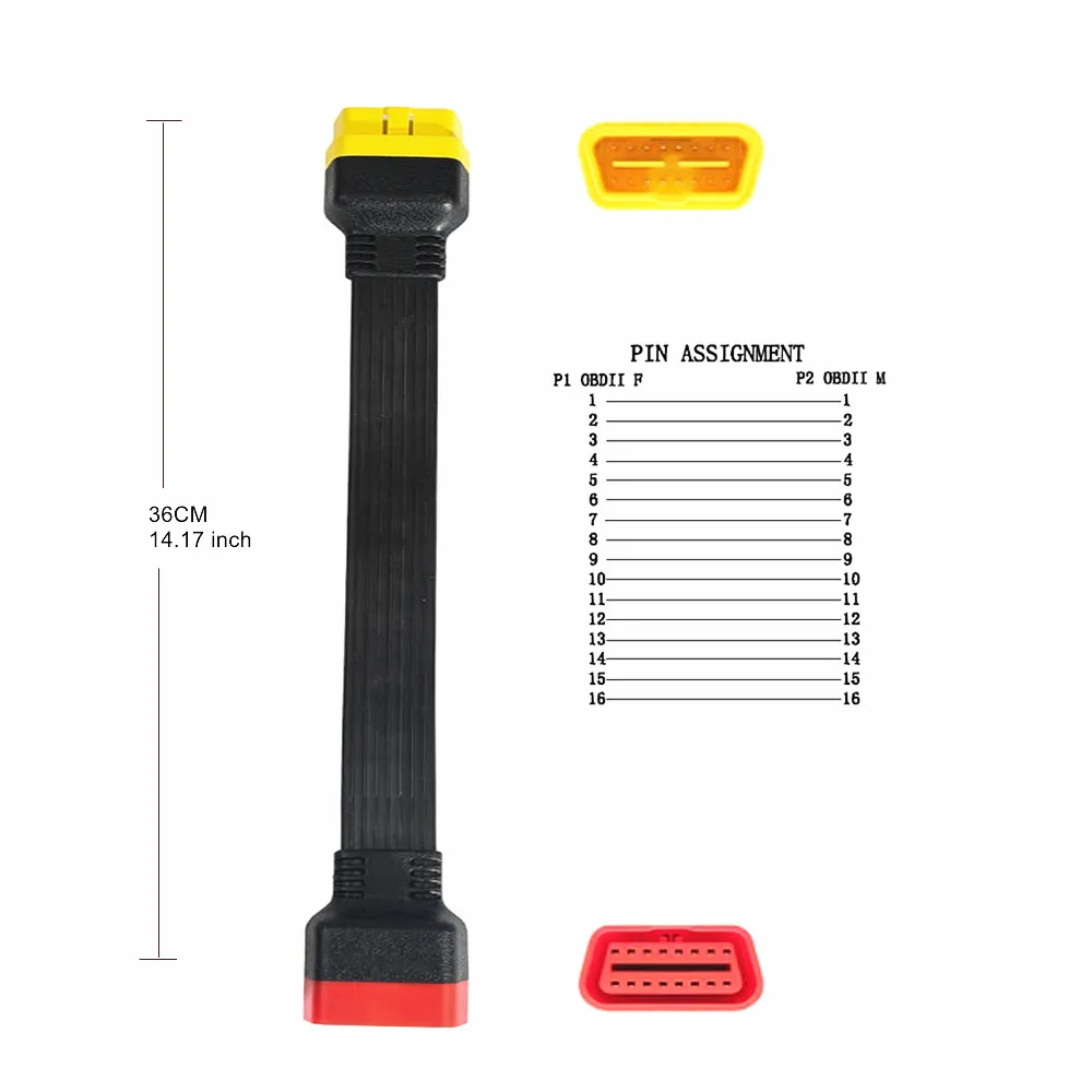 Cabo de Extensão Auto Diagnóstico, 16 pinos macho para 16 pinos fêmea, OBD 2, OBD II, mais novo