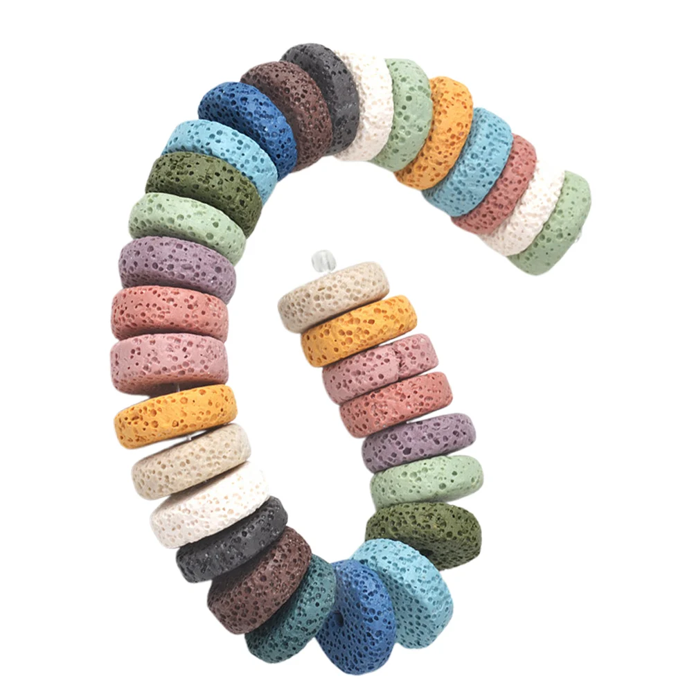 

30 шт. красочные бусины из вулканического камня 15x15x6 мм в форме цилиндра, подвески для DIY, ожерелье, браслет, серьги, изготовление ювелирных изделий