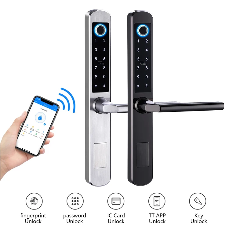

Smartek A210 Waterproof IP65 Stainless Steel 304 TTLock App Fingerprint Password Keyless Entry Smart Sliding Aluminum Door Lock