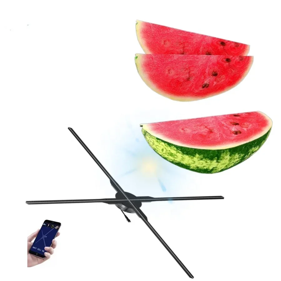 Factory Custom Large Size Hologram Equipment HD 100cm 3d Projection Hologram Fan in Restaurants and Shopping with Bluetooth