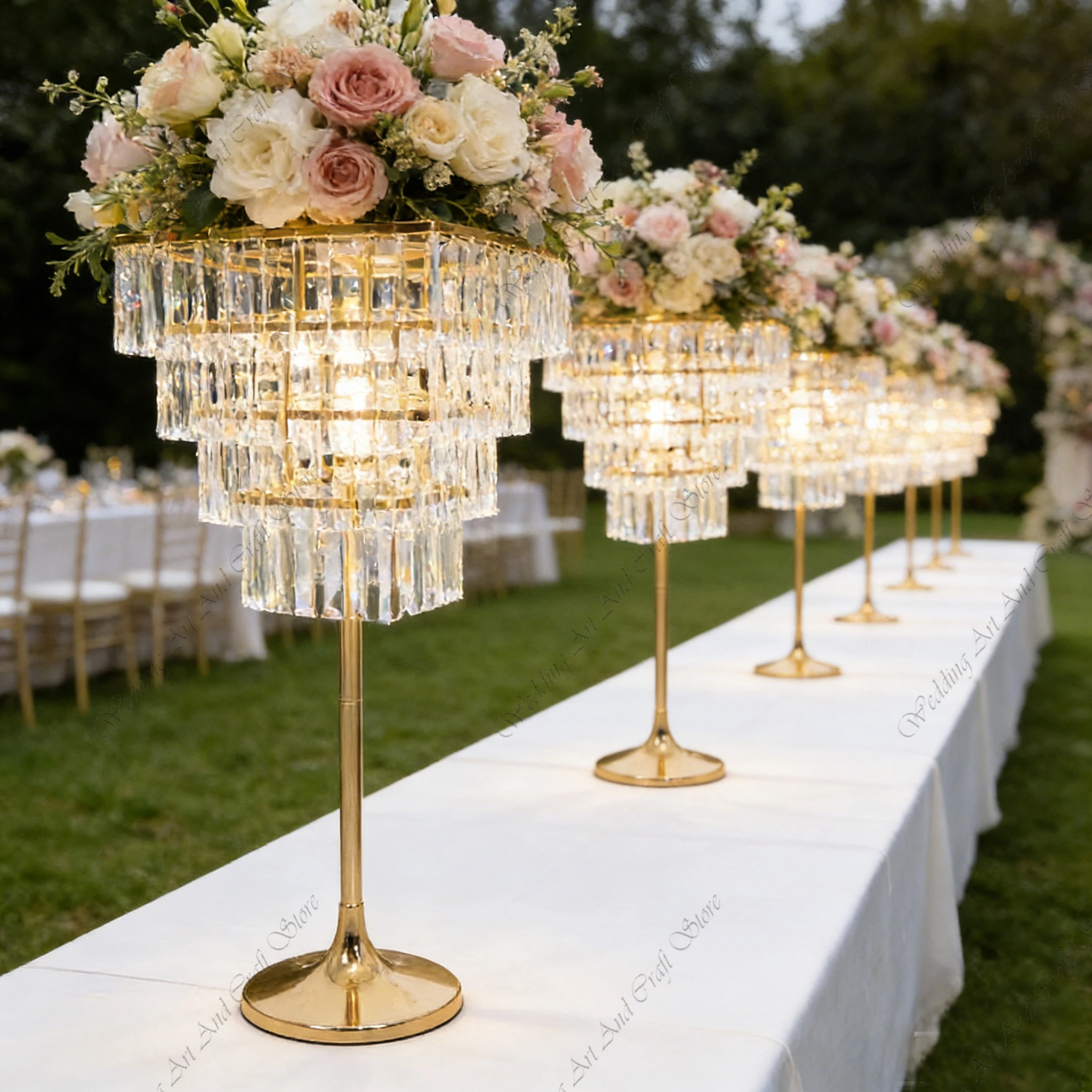 

5pcs f30 85-125cm Gold Silver Square/Round Acrylic Tree Chandelier Wedding Table Centerpiece Flower Stand Road Lead ivy803