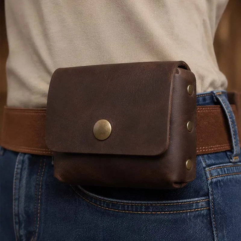 Vintage PU-Leder Nieten-Gürteltasche Herren Reise-Karten-Geldbeutel Gürtelbrieftasche – Detail 2