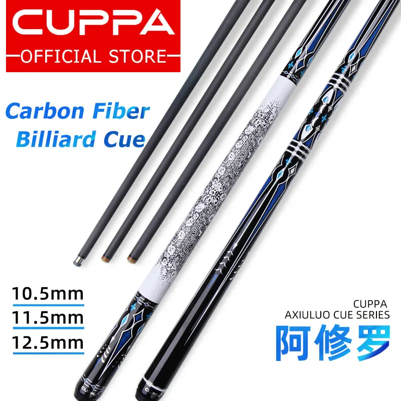 

CUPPA-Professional Billiard Cue Black, Eight America Nine-Ball Carbon Fiber Shaft, 1/2 Split Stick Tip, 10.5mm, 11.5mm, 12.5mm