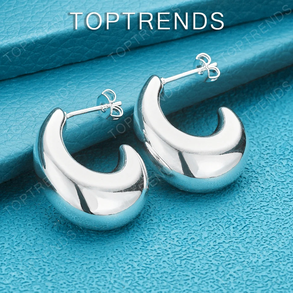 Beautiful 925 Sterling Silver Moon Stud Earrings For Women High-Quality Jewelry Accessories Engagement Wedding Party Gifts
