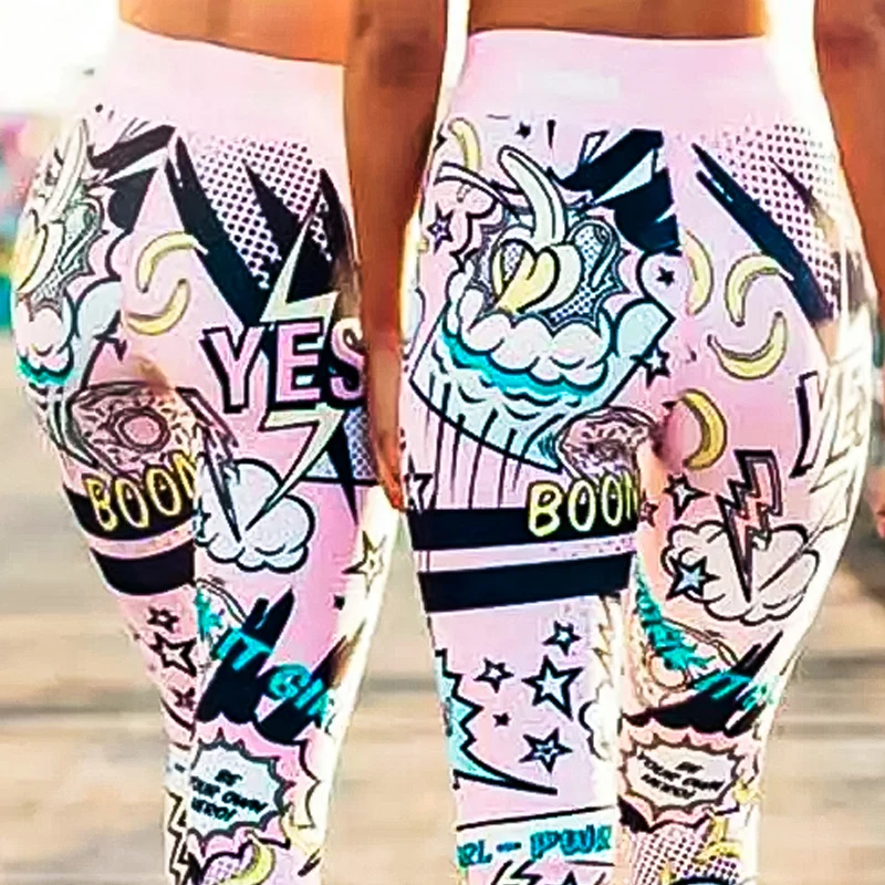 

Yoga clothing suit Europe and the United States explosion models cartoon letters pattern female sports bra printing yoga pants b