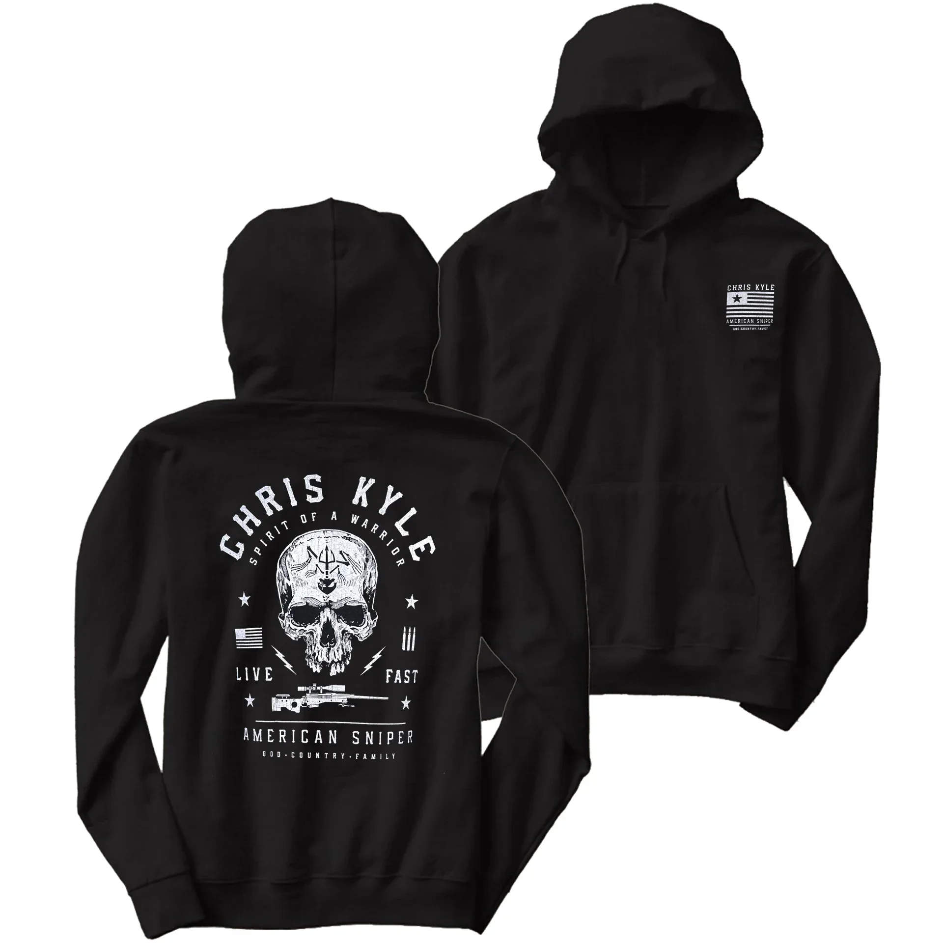 

Spirit of Warrior Chris Kyle American Sniper Military Grunt Pullover Hoodie Comfortable Cotton Casual Mens Sweatshirt Streetwear