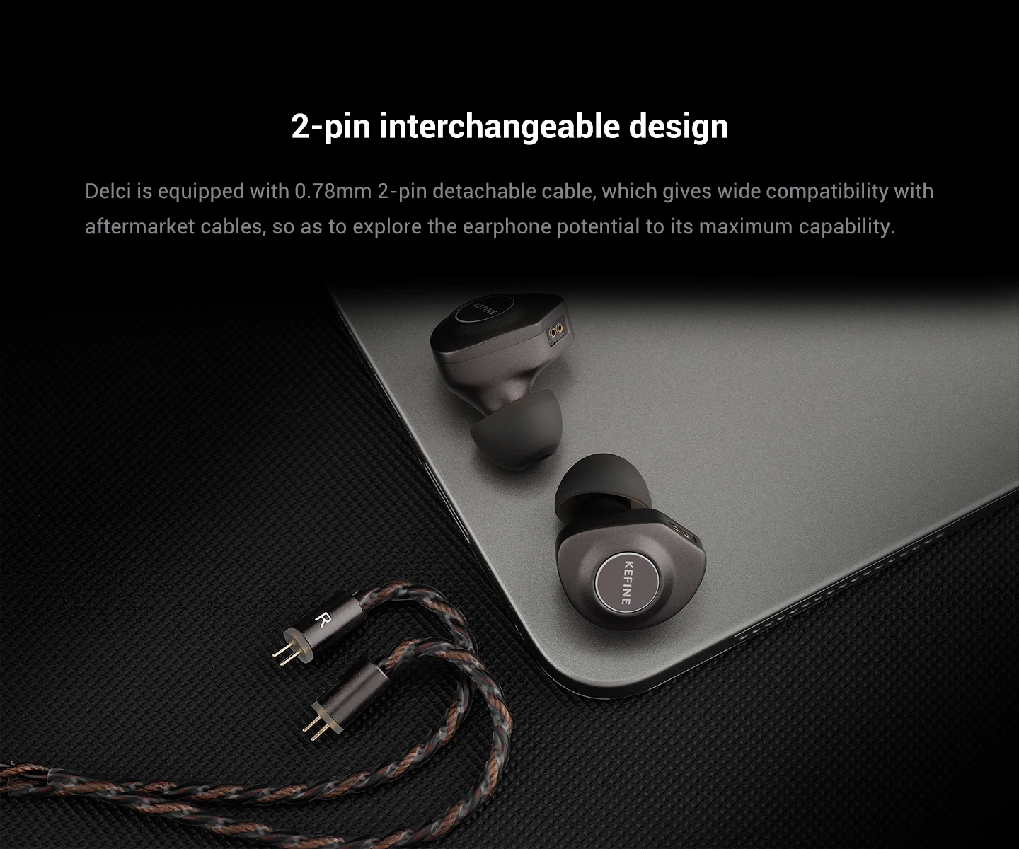 KEFINE Delci 10 mm DLC+PU-Membran, dynamischer Treiber, kabelgebundene HiFi-IEM-Kopfhörer mit CNC-Metall und abnehmbarem 0,78 mm 2-poligem 3,5-mm-Kabel – Detail 7