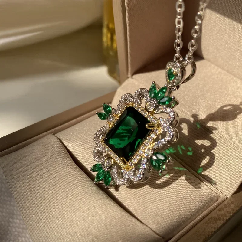 MDLFES モアサナイトダイヤモンドスタイル 欧米中世風ジュエリー 人工トパーズネックレス レディースファッションメッキ