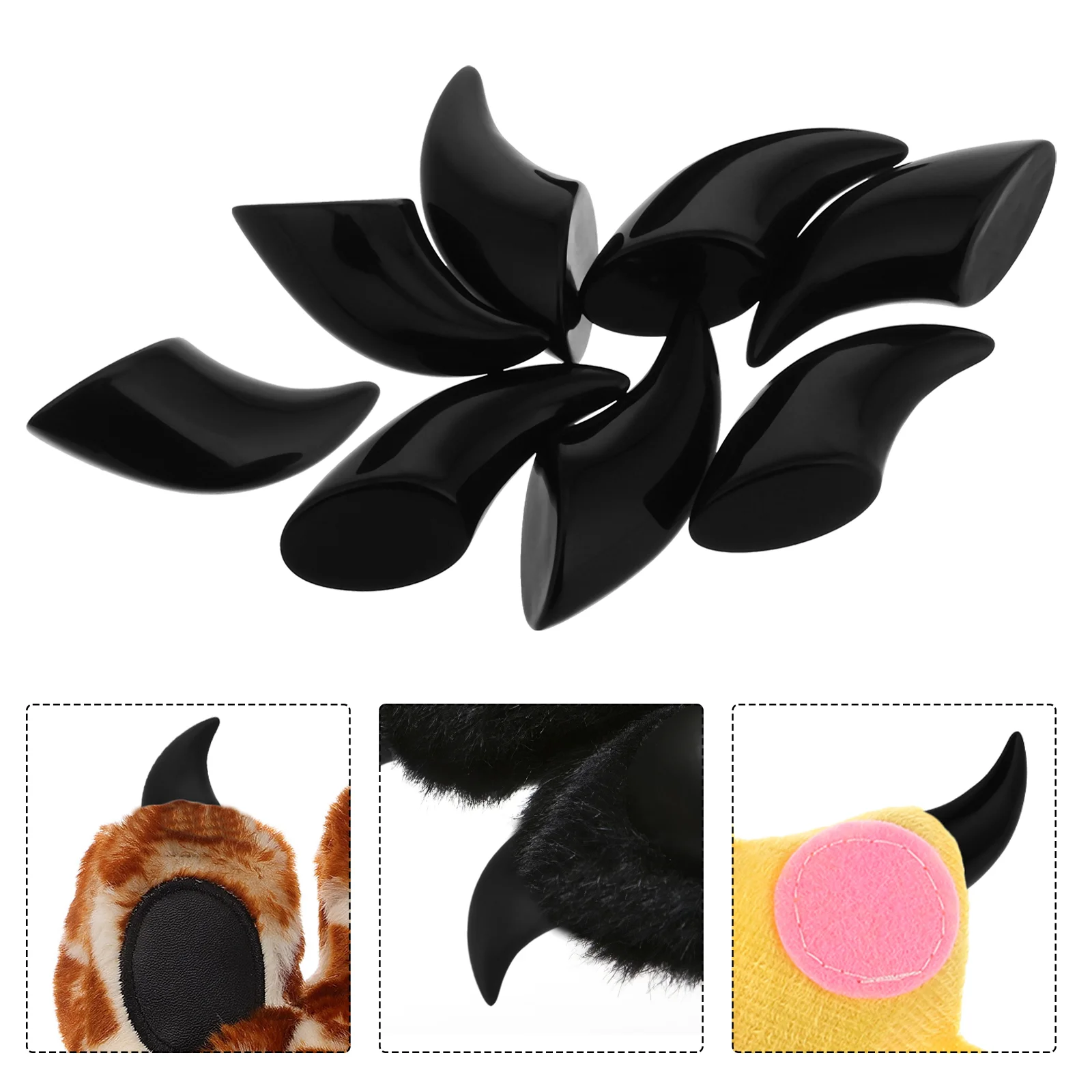 

8 Pcs Fursuit Nail Accessories Halloween Gloves Furry Paws Epoxy Feet Black Supplies Animal Fake Nails