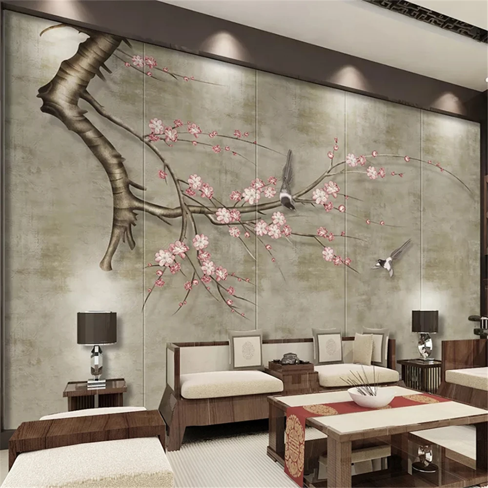 custom American country flower bird wallpaper for living room TV background art wall paper painting large mural 3D paper bedroom