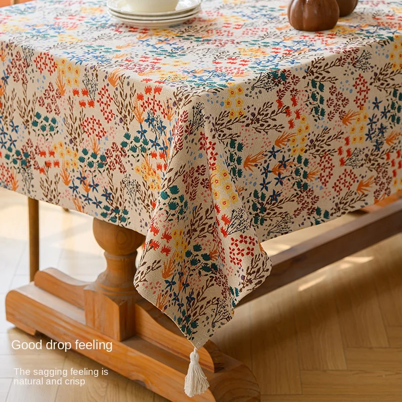 

Жаккардовая скатерть прямоугольной формы из окрашенной пряжи с цветочным узором, мягкая скатерть для журнального столика, украшение для обеденного стола, декор для дома, покрывало для стола