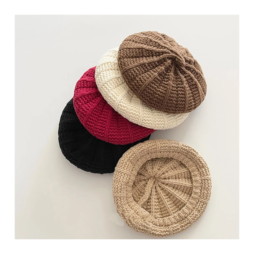 

Winter Kids Beret 5 Colors Warm Cute Girls Solid Color Pumpkin Hat Children Versatile Knit Hat