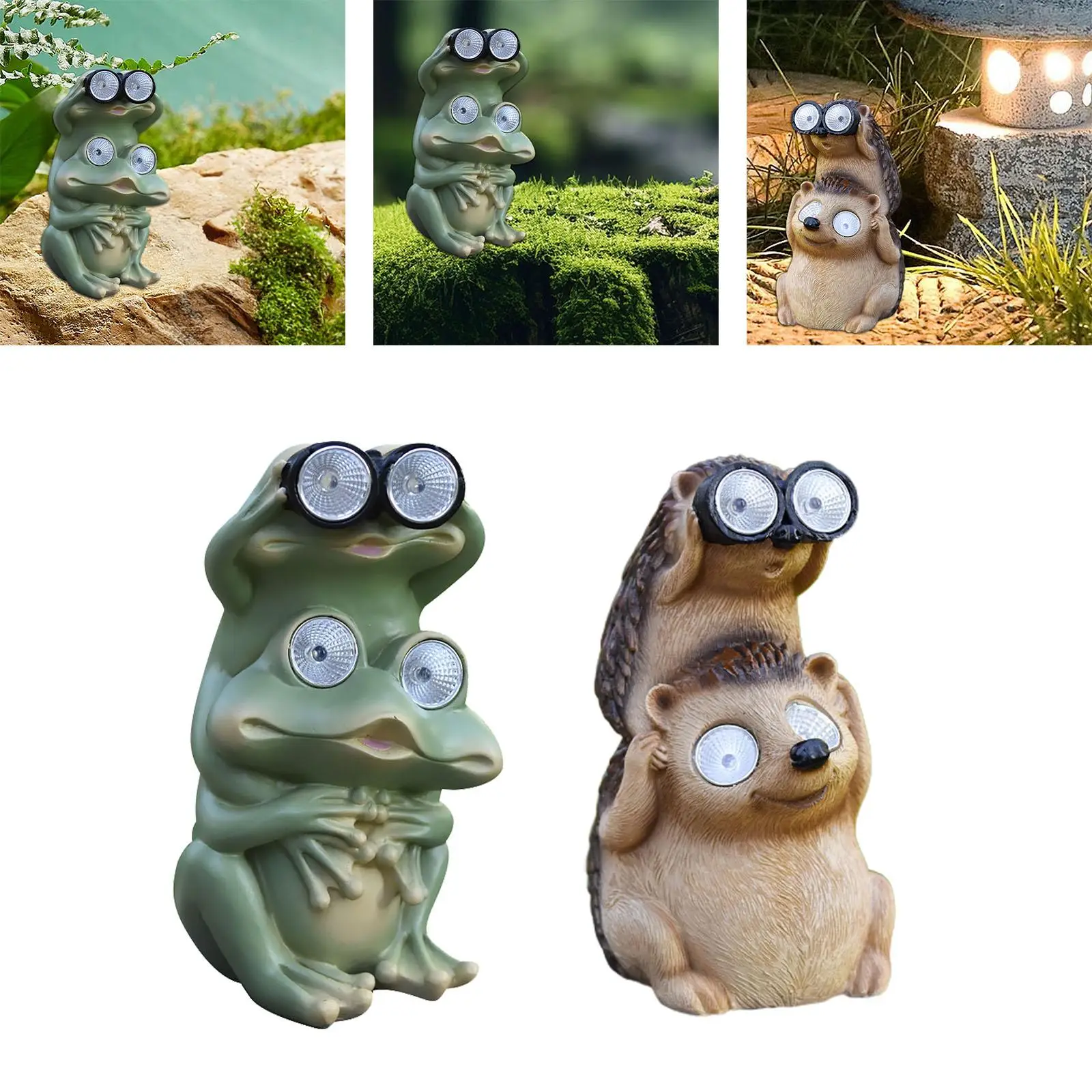 Solar Garden Statue Resin Animal Figurine Led Lighting for Balcony Lawn Ornament