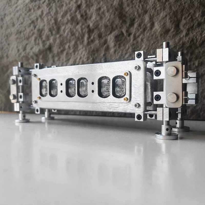 6 Bit IN12 Nixie Tube Clock Retro Glow Tube Clock Stainless Steel Metal Digital Electronic Clock