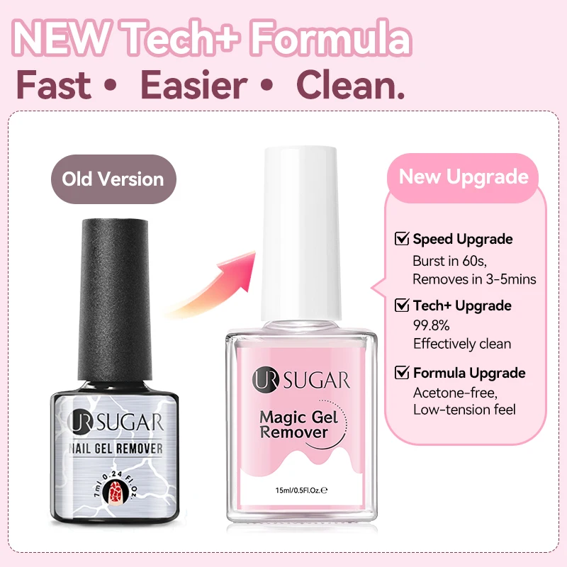 UR SUGAR – dissolvant de vernis à ongles Gel magique, 15ml, pour les ongles en 3 à 5 Minutes, élimine facilement rapidement, Semi-Permanent, tremper le Gel UV