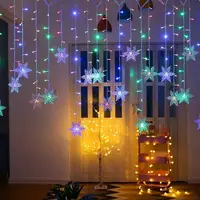 3.2M Christmas Snowflakes LED String Lights Flashing Fairy Curtain Lights Waterproof For Holiday Party Wedding Xmas Decoration 2